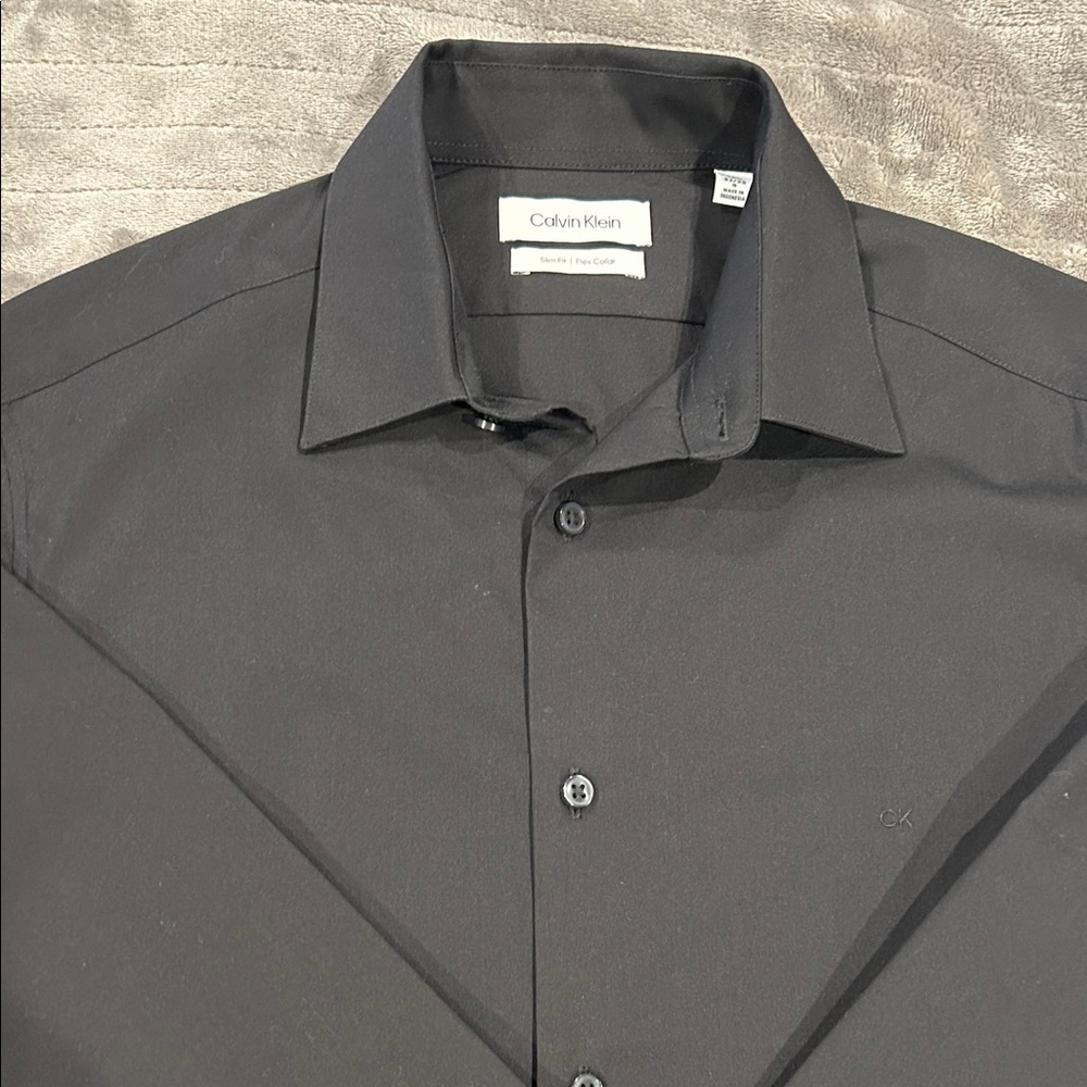 Calvin Klein Men's Black & Charcoal Dress Shirts - 2 dress shirts